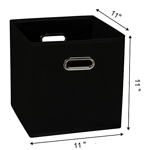 Fabric Cloth Storage Bins,Fabric Cube Organizer with Dual Handles Foldable Cube Storage Baskets for Home Bedroom Storage,Set of 6, Black - color: Black, size: 6 Pack