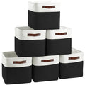 FinishingBo Cube Storage Baskets 6 Pack, 11x11 inch Cube Storage Bins with Leather Handles for Shelf Closet (White/ Black) - color: White/ Black