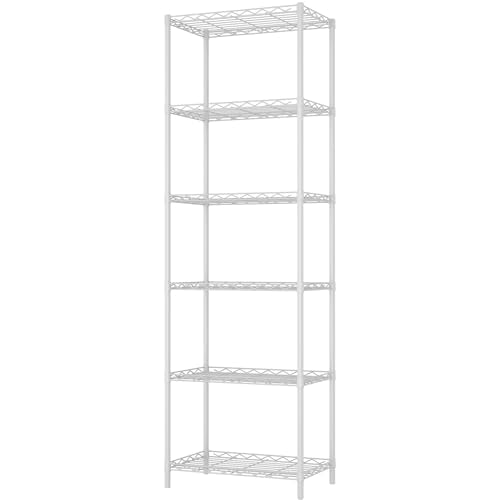 HOMEFORT 6-Tier Wire Shelving, 6 Shelves Unit Metal Storage Rack, Durable Organizer, Perfect for Pantry Closet Kitchen Laundry Organization (White) - color: White, size: 21"W x 11"D x 67"H