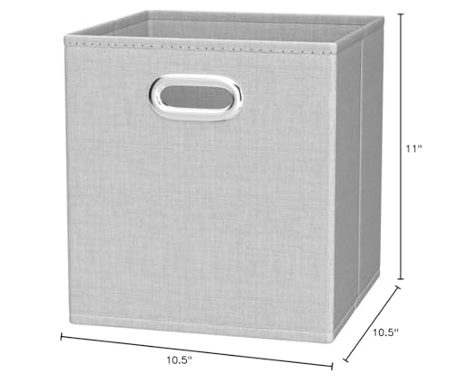 Amazon Basics Collapsible Cube Storage Bins, Space-Saving, Organizing Fabric Bins with Handles, 10.5 x 10.5 x 11 inches, Light Grey, 6-Pack - color: Light Grey, size: 6-Pack