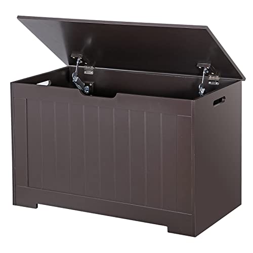 JungleA 30'' Storage Chest, Large Wooden Storage Box Shoe Storage Bench, Chests Organizers w/2 Safety Hinges, Blanket Storage Trunk for Living Room, Bedroom, Entryway,Espresso - color: Espresso, size: 30''