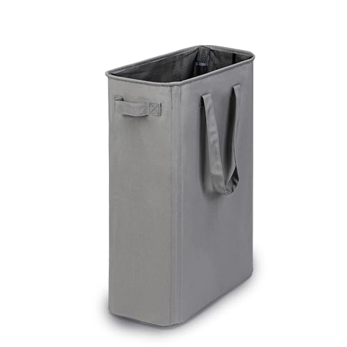 efluky Slim Laundry Basket, Narrow Laundry Hamper with Handles, Collapsible Dirty Clothes Hamper, Tall Laundry Bin for Laundry Room, Dorm and Bedroom, 12.7 Gallons(48L) Grey - color: Grey, size: 48L without Lid