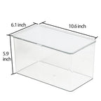 ZEXALOR Clear Plastic Storage Bin with Lid, Organizer for Pantry, Office, Bathroom, Kitchen, Snack, Tea Bag, Coffee Container (Large) - size: Large