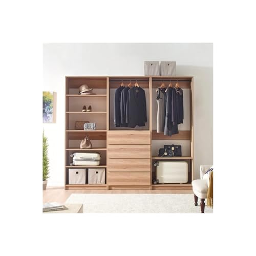 Maykoosh Closet System Organizer - Customizable Walk-in Wardrobe Storage Oak/Model EDB 3 Closet - color: Oak, size: Model EDB 3 Closet