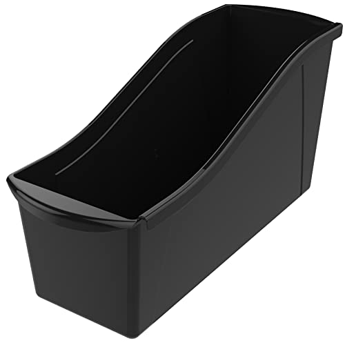 Storex Large Book Bin - Interlocking Plastic Organizer for Home, Office, and Work Space - Black, 6-Pack (70109E06C) - color: Black, size: 6-Pack