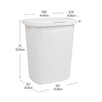Mind Reader Slim Laundry Hamper with Lid, 50L Clothes Basket, Premium Wicker Design, Plastic, White - color: White