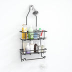 TreeLen Shower Caddy Hanging over Shower Head with 10 Hooks for Razor Large Shampoo Holder Shower Hanger Rack Bathroom Organizer- (Black, 11.8x4.1x24.8) - color: C-Black