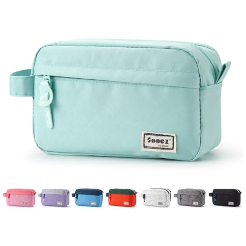 Sooez Original High Capacity Pencil Case, Big Pencil Bag Pouch Box Organizer Pen Case, Aesthetic Supply for Girls Adults, Portable Journaling Supplies with Easy Grip Handle & Loop, Mint Green - color: Mint Green