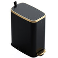 CEROELDA Small Bathroom Trash Can with Lid Soft Close-5L/1.3 Gal Slim Garbage Can-Metal Step Wastebasket-Rectangle Narrow Waste Bin for Office, Bedroom, Toilet, Live Room (Black) - color: Black