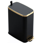 CEROELDA Small Bathroom Trash Can with Lid Soft Close-5L/1.3 Gal Slim Garbage Can-Metal Step Wastebasket-Rectangle Narrow Waste Bin for Office, Bedroom, Toilet, Live Room (Black) - color: Black