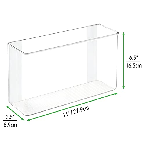 mDesign Plastic Adhesive Mount Storage Organizer Container for Kitchen or Pantry Wall Organization - Space Saving Holder for Sandwich Bags, Foil - 11" Wide - Ligne Collection - Clear - size: 11 x 3.5 x 6.5 (Pack of 1)