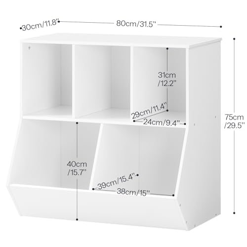 HOOBRO Kids Bookshelf, Bookcase Footboard, 31.5" L Toy Storage Cubby, Children's Toy Shelf, Toy Storage Cabinet, Fit for Children's Room, Playroom, Hallway, Kindergarten, White WT328CW01 - color: White, size: 31.5"L x 11.8"W x 29.5"H