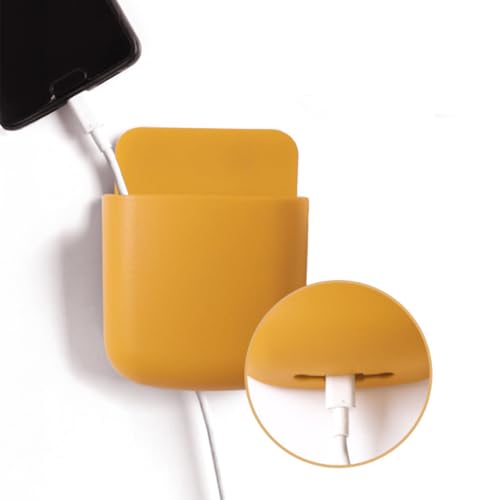 1Pcs Multi-Purpose Adhesive Wall Mounted Storage Box No-Drill Plastic Organizer for Remote Control Phone and Small Items Compact Space Saving Design(Orange) - color: Yellow