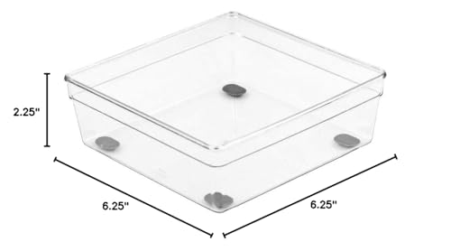 Glad Clear Plastic Organizer Bin – 6” x 6” x 2.2” Drawer Storage Tray with Non-Slip Feet, Clear (Pack of 6) - size: 6x6 (Pack of 6)