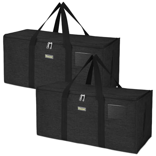 BALEINE Extra Large Storage Tote with Zippers & Carrying Handles, Heavy-Duty Oxford Fabric Moving Bags for Laundry, Space Saving, Storage, 2-Pack, Charcoal Black - color: Black, size: 2-Pack