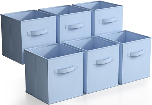 Sorbus Storage Cubes - 11 Inch Foldable Fabric Baskets for Organizing Pantry, Closet, Shelf, Toy Box, Cubby - 6 Collapsible Cloth Cube Storage Bins for Home, Nursery, Playroom, Bedroom (Pastel Blue) - color: Pastel Blue, size: 11 Inch