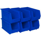 Akro-Mils 30265 AkroBins Plastic Storage Bins, Space-Saving Stackable Bins for Garage, Pantry, Craft Organization, 18-" x 8.25-" x 9-", Blue, 6-Pack - color: Blue
