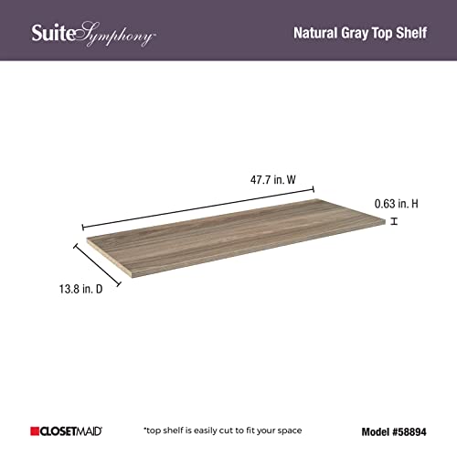 ClosetMaid SuiteSymphony Wood Top Closet Shelf, 48-Inch Wide, Natural Gray - color: Natural Gray