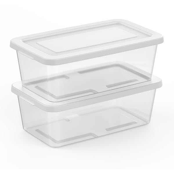 Sterilite 6 Quart Clear Storage Bins with Lids, 18-Pack Plastic Storage Containers, Clear Stackable Storage Bins Box for Closet, Garage, Classroom, Home Organization and Storage, Cloth Included - size: 6 Quart, style: 18 Pack