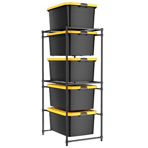 WORKPRO 5-Tier Tote Storage Rack, Heavy-Duty 27 Gallon Tote Storage Rack, 525 LBS Storage Bin Rack for Garage, Pantry, Kitchen, or Basement, Black, 30.5"x22.5"x69", 1 Pack - size: 1 Pack