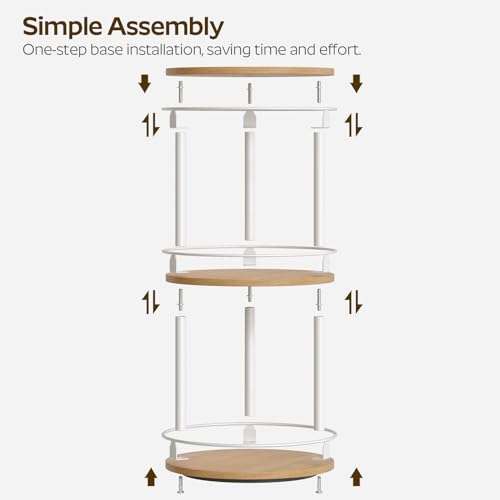 YATINEY 3-Tier Lazy Susan Organizer, Rotating Spice Rack, Spinning Organizer, Industrial Turntable Spice Rack Organizer for Cabinet, Kitchen Countertop, Pantry, White and Natural SR23WN - color: White + Natural, size: 10.2"L x 10.2"W x 18"H