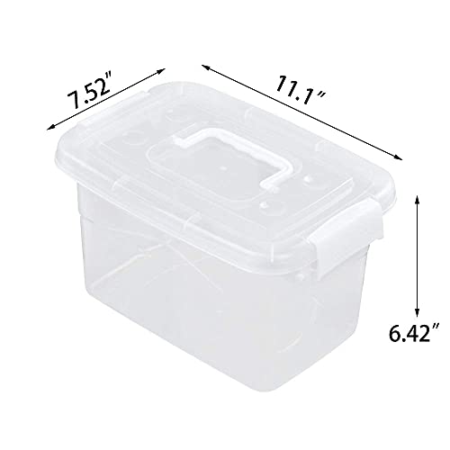 6-Pack Home Storage Bins, Plastic Container, Latching Box with Handle (White handle) - color: White handle