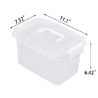 6-Pack Home Storage Bins, Plastic Container, Latching Box with Handle (White handle) - color: White handle