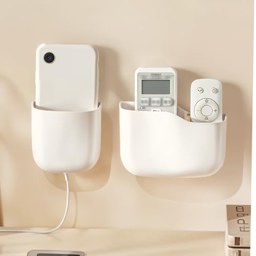 Wall Mount Remote Control Holder, Adhesive Phone Charging Holder, Universal TV Remote Organizer, Controller Storage Organizer Box with Adjustable Divider for Phone,Room, Bedside, Office (S*1&L*1) - color: S*1+L*1