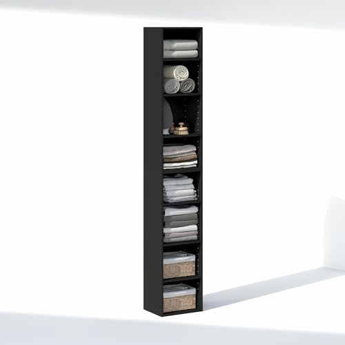 Furinno PASIR 8-Tier Closet Organizers and Storage, Open Shelf, Storage Organizer, 12-Inch Width, for Closet, Bedroom, Blackwood - color: Blackwood, size: 8-Tier; 12"W