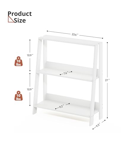 2 Tier Bathroom Ladder Shelf, Bathroom Ladder Shelves, Storage Organizer for Small Space, Freestanding Open Shelving Display Stand for Living Room Bedroom Kitchen, White - color: White, size: 2-Tier