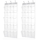 HomeRoots 2 Pack Minimalist Clear Over the Door Pantry Organizer, 20 Pockets