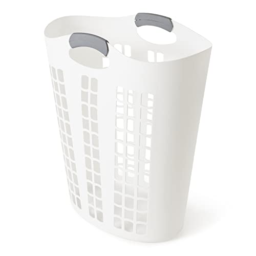Gracious Living Easy Carry Flex Hamper, Large 87.5 Liter Lightweight Plastic Ventilated Laundry Basket Clothes Bin with Handles, White (4 Pack) - size: 4 Pack