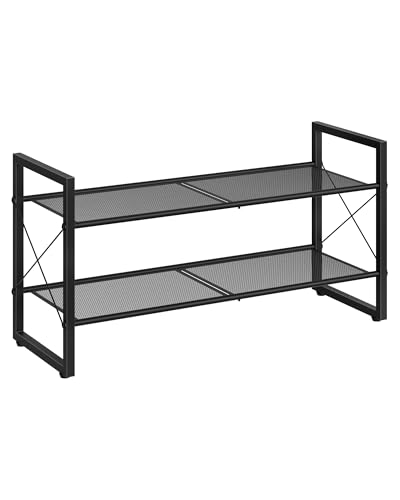 CHOEZON Shoe Rack, 2-Tier Shoe Rack for Closet, Metal Shoe Storage Organizer, Shoe Rack for Entryway, Shoe Shelf with Adjustable Feets, for Entryway, Hallway, Living Room, Bedroom, Black TXJ12BB - size: 30"L x 10.4"W x 15.4"H