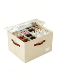 Shoe Organizer for Closet with Clear Cover, Fits up to 16 Pairs Foldable Shoe Storage Organizer Box Bin with Adjustable Dividers
