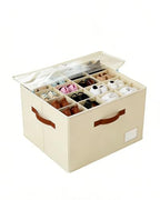 Shoe Organizer for Closet with Clear Cover, Fits up to 16 Pairs Foldable Shoe Storage Organizer Box Bin with Adjustable Dividers