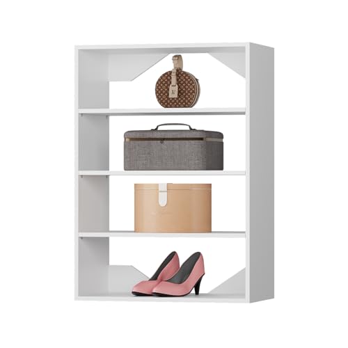 Short Tower Closet Unit, Modular Closet System, Wood Closet System Organizer with Storage for Walk In Closets, Clothing Rack Wardrobe Closet for Hanging Clothes, Bedroom, White, 25.5"W - color: White, size: 25.5" Wide, style: Short Tower