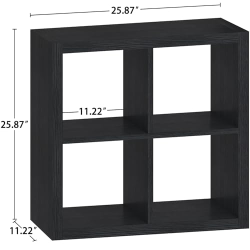 4 Cube Organizer, Cube Storage Organizer with Fabric Bin, Cube Storage Shelf for Bedroom, Living Room, Office, Modular Bookshelf Organizer for Books, Closet, Black - color: Black, size: 4 cube