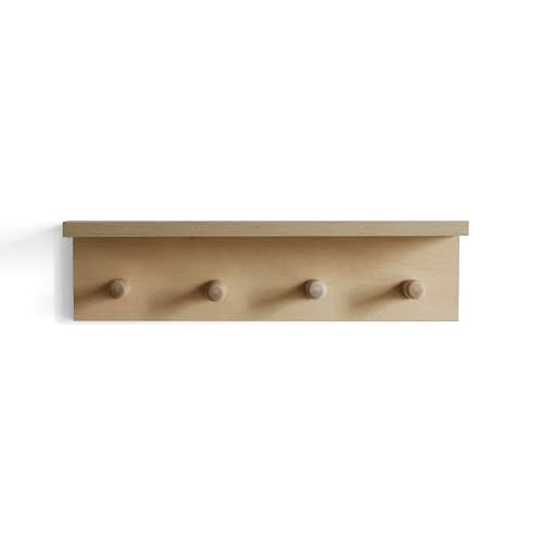 Entrance Coat Rack ，Coat Hooks, Wall-Mounted Wooden Hook Rack, Wall-Mounted Shelves(Birch Color Finish—A-1) - style: Birch color finish—A-1