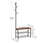 HOOBRO Coat Rack Shoe Bench, 3-Tier Shoe Rack, Industrial Shoe Organizer Storage Bench, Entry Bench with Mesh Shelves, for Entryway, Living Room, Hallway, Easy Assembly, Rustic Brown BF12HX01