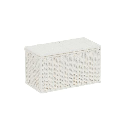 Household Essentials Small Wicker Basket with Lid, Multipurpose Storage Basket for Bathrooms, Shelves, Desks, Vanities, Closets and More, White - color: White, size: Small (Pack of 1)
