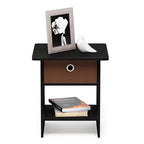 Furinno Dario End Table / Side Table / Night Stand / Bedside Table with Bin Drawer, 1-Pack, Americano/Medium Brown - color: Americano/Medium Brown, size: 1-Pack, Upper Bin
