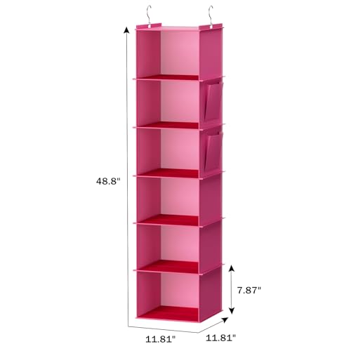 YOUDENOVA Hanging Closet Organizer, Closet Hanging Storage Shelves (Pink) - color: Pink