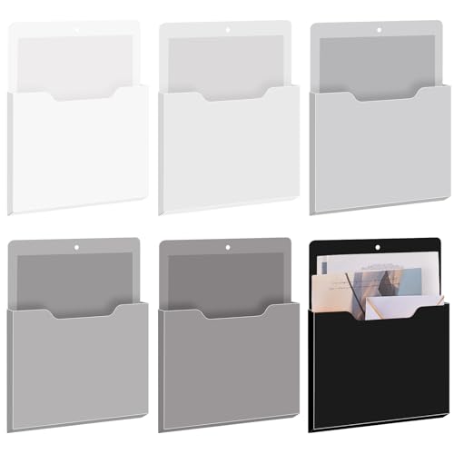 Fuutreo 6 Pcs Magnetic Wall File Organizer Magnetic Wall File Holder Refrigerator Magazine Holder for Mail Letters Paper(Achromatic Colors,Vertical-large) - color: Achromatic Colors, size: Vertical-Large