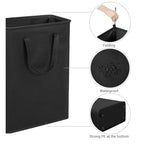 ZERO JET LAG Slim Laundry Hamper With Handles Collapsible Laundry Basket Thin Dirty Clothes Basket Narrow Laundry Bag Foldable Dirty Clothes Hamper 45L (24 inches,Black) - color: Black- With Handles