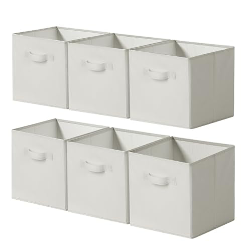 Cupic Cupid 11 Inch Storage Cube, Fabric Cube Storage Bin with Handles, Storage Cube Organizer for Clothes and Toys, Collapsible Cube Bins for Closet, Shelves, Nursery, 6-Pack, Light Gray - color: Light Gray, size: 11 Inch
