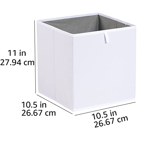 Amazon Basics Collapsible Closet Organizer Cube Storage Bins, Space-Saving Storage Baskets for Shelves, White, 10.5x10.5x11", 6-Pack - color: White, size: 10.5x10.5x11"