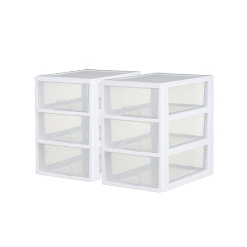 Sterilite 6-Pack 6 Quart Stacking Drawer, Clear Storage Closet Organizer, White Frame - Stackable Modular Plastic Drawers for Clothes, Accessories, Craft Supplies, Shoes or Linens - size: 6 Quart, style: 6 Pack