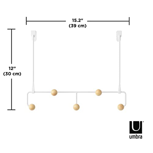 Umbra Estique Over The Door Coat Rack & Multi-Use Organizer, for Coats, Bags, Hats & More, Small, White/Natural (Pack of 3) - color: White/Natural, size: Small (Pack of 3)
