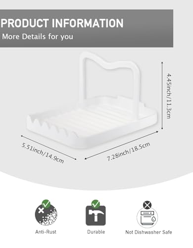 Anti-Rust Metal Spoon Rest with Lid Holder, Heat-Resistant Pot Lid Rest, Multifunctional Spatula Holder While Cooking for Stovetop and Kitchen Counter – White - color: White