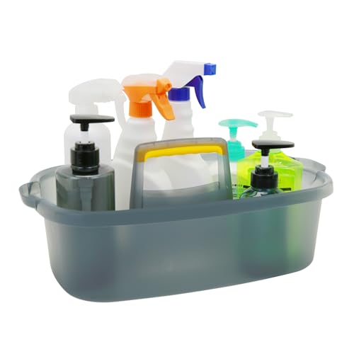 Goderewild Multi-Purpose Cleaning Caddy with Handle, Shower Caddy Organizer/Storage Basket/Totes Portable for Bathroom Supplies, Cleaning Products, Under Sink Tool (Translucent Gray, 1 Pack) - color: Translucent Gray, size: 1 Pack